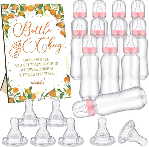 Vista 12 de TrelaCo Safari Cool Baby Shower Games Bottle Chug Sign Wooden Jungle Animals Set de regalo para revelación de género suministros de fiesta y 12