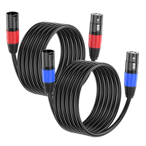 Vista 20 de Paquete de 2 cables XLR de 3.3 pies, cable de micrófono equilibrado de alta calidad con cable XLR de 3 pines macho a hembra, negro, cobre puro