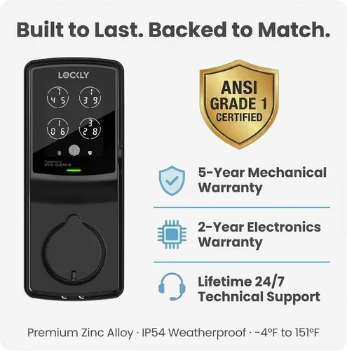 Vista 8 de Lockly Secure Plus, cerradura de puerta de entrada sin llave, cerraduras inteligentes para puerta delantera, cerrojo de bloqueo inteligente, teclado