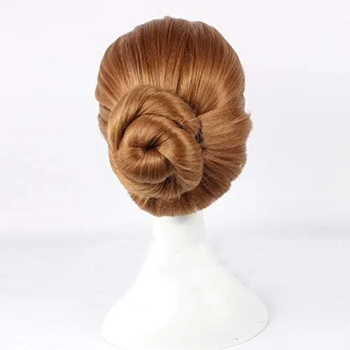 Vista 4 de Angelaicos Peluca marrón para mujer, para Halloween, cosplay, trenza, corta, updo, Marrón