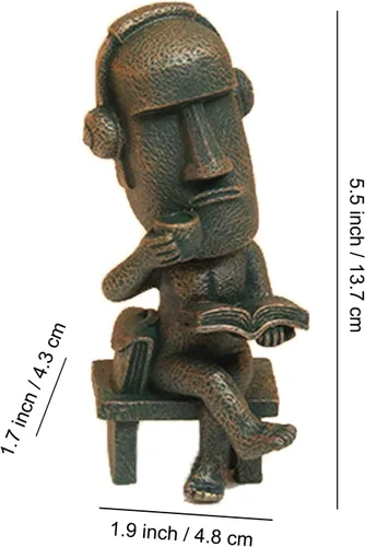 Vista 2 de LifExquisite - Estatua de isla de Pascua, figura de té Moai para decoración del hogar y la oficina, tomar té