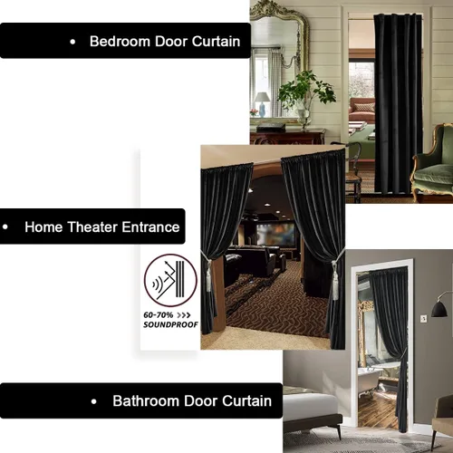 Vista 6 de XTMYI Paneles de Cortinas de Puerta Opacas de Terciopelo para Dormitorio, Aislamiento Térmico de Invierno Cálido con Pestaña Trasera y Bolsillo