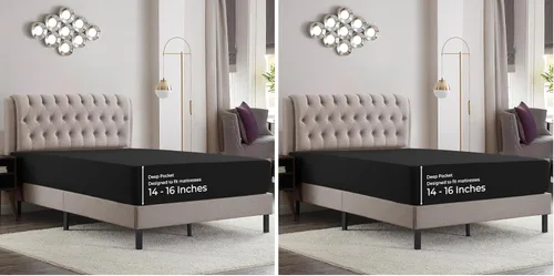 Vista 30 de Empyrean Bedding Sábanas de cama individual – Sábana bajera ajustable de 14 a 16 pulgadas individual – Sábana bajera súper suave individual – Sábana