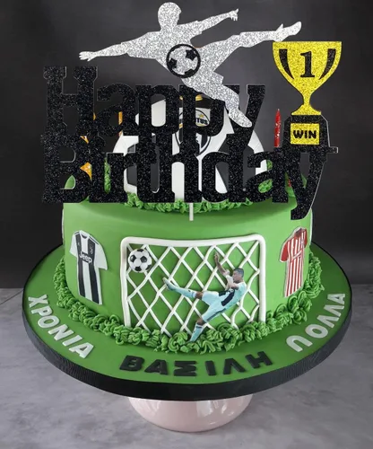 Vista 4 de Decoración de pastel de cumpleaños de fútbol, temática de fútbol para niños y adultos, fiesta de cumpleaños