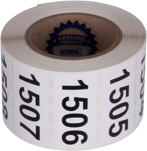 Vista 8 de Kenco - Etiquetas numeradas consecutivamente, vinilo duradero, autoadhesivas, medidas: 2 x 1 pulgada (rollo 001-500)