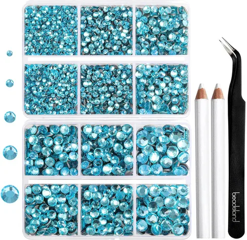 Vista 29 de 6736 piezas de diamantes de imitación termoadhesivos con parte trasera plana, diamantes de imitación morados para manualidades y ropa mezclados en 5