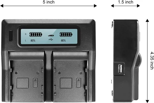 Vista 5 de BM Premium Paquete de 2 baterías NP-W235 y cargador de batería LCD de doble bahía para cámaras Fujifilm X-S20, X-T4, X-T5, X-H2S, GFX 50S II, GFX