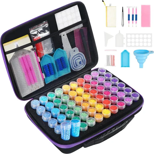 Vista 12 de Douorgan Contenedores de Almacenamiento de Pintura de Diamante Accesorios y Herramientas Organizador Portátil de Pintura de Diamante Estuche