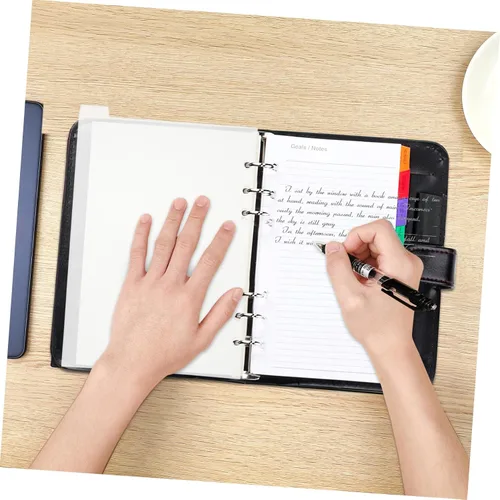 Vista 7 de STOBOK Bloc de notas duro diario de papel de plástico clasificado inserta planificador desmontable anillo vertical, separadores de páginas