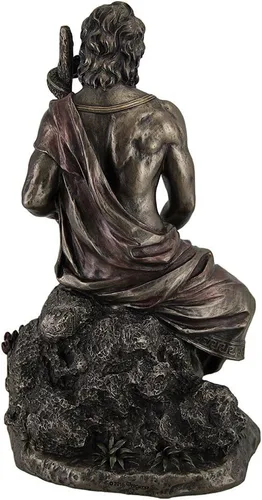 Vista 4 de Veronese Design Asclepius griego Dios de la medicina sosteniendo serpiente entrelazada estatua bronceada