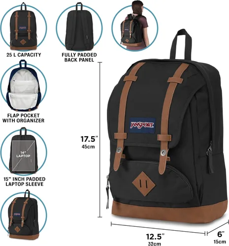 Vista 3 de JanSport Cortlandt, Negro, Tamaño único