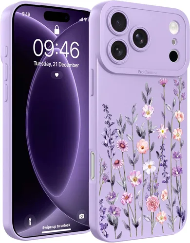 Vista 145 de Magnético para iPhone 13 con protector de pantalla [Compatible con MagSafe] Diseño de patrón floral de flores bonitas, funda delgada a prueba