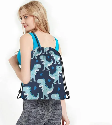 Vista 4 de Beabes Bolsas con cordón de rayas retro bohemias, mochila con cordón para gimnasio, Multi-a105, 14x16.9 Inch, Mochilas de viaje