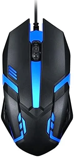 Vista 2 de SMAIGE Ratón USB con cable Ratón óptico RGB para computadora, 1200 DPI para oficina, hogar y juego para PC con Windows, laptop, escritorio