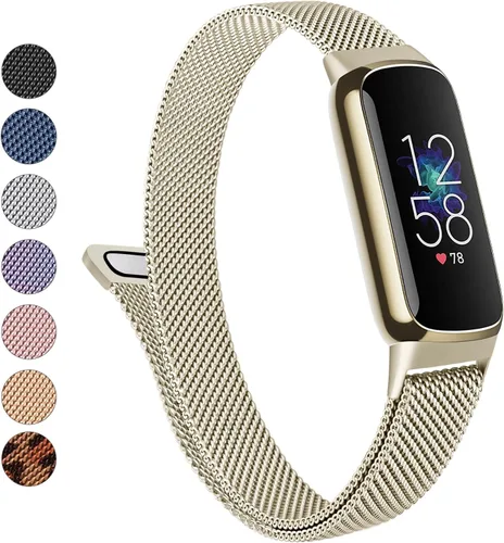 Vista 14 de Correa de metal para Fitbit Luxe para mujeres y hombres, correa de repuesto magnética ajustable de malla de acero inoxidable compatible con Fitbit