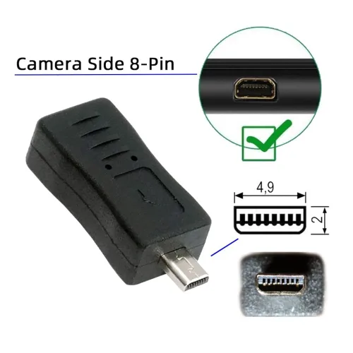 Vista 3 de cablecc 3pccs Mini 8P a USB-C Micro Mini USB Adaptador de Datos de Alimentación Hembra para Cámara