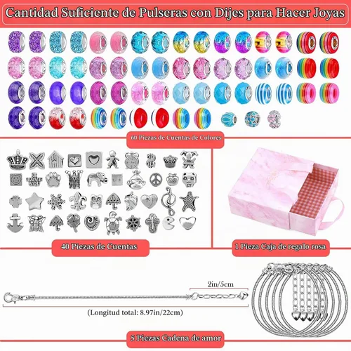 Vista 2 de Mckanti Kit de fabricación de joyas de estilo mixto de 150 piezas, conjunto de manualidades de pulsera con dijes y collar de bricolaje con cuentas