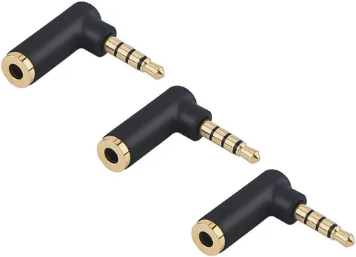 Vista 10 de CableCreation Adaptador de audio angular de 0.138 in, conector de auriculares estéreo TRRS de 1/8 macho a hembra compatible con auriculares