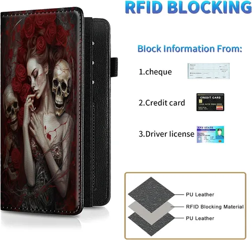 Vista 170 de Funda para chequera para hombres y mujeres, cartera de cuero RFID con ranuras para tarjetas de crédito, soporte de cheques duplicados personales