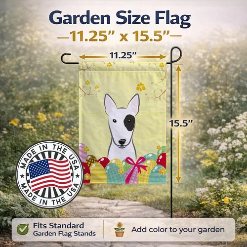 Vista 125 de Caroline's Treasures BB1923GF Bandera decorativa para jardín con diseño de Border Collie, para caza de huevos de Pascua, para jardín, jardín, patio