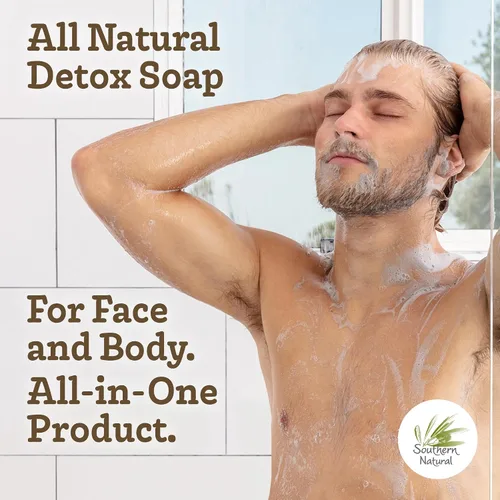 Vista 5 de Southern Natural Barra de jabón de carbón activado (paquete de 3) jabón facial y corporal para pieles sensibles con lodo del mar muerto, leche