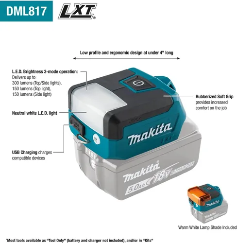 Vista 2 de Makita DML817 LXT® linterna LED compacta de 18 V, solo linterna