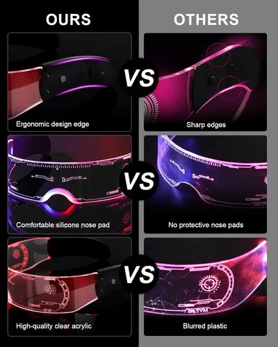 Vista 3 de JIMIMORO Gafas de sol Cyberpunk futuristas para rave, cosplay, fiesta, niños y adultos