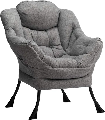 Vista 18 de HollyHOME Silla perezosa con otomana plegable, sillón cómodo y reposapiés plegable, sofá de ocio silla de lectura y reposapiés para sala de estar