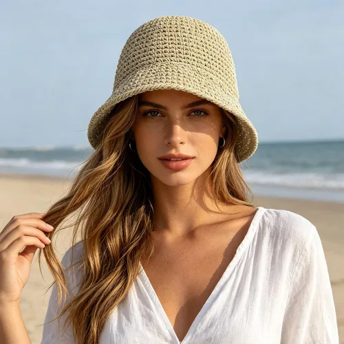 Vista 4 de Women's Wide Brim Sun Hat with UPF 50+ for Beach & Outdoor,UPF Fabric Beige