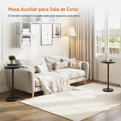 Vista 7 de HOOBRO Mesa auxiliar redonda pequeña, mesa de bebidas de bambú, mesa de café Martini con acento de pedestal para espacios pequeños en sala de estar