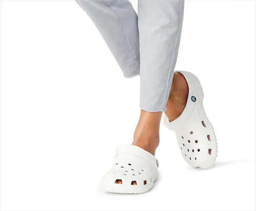 Vista 2 de Zuecos clásicos Crocs unisex para adulto, Blanco, 9 mujer/7 hombre