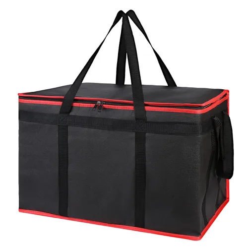 Vista 40 de Bodaon Bolsa de entrega de pizza aislada, 20" x 20" x 8" bolsas calentadoras de pizza para mantener caliente, bolsa aislada para entrega de Negro