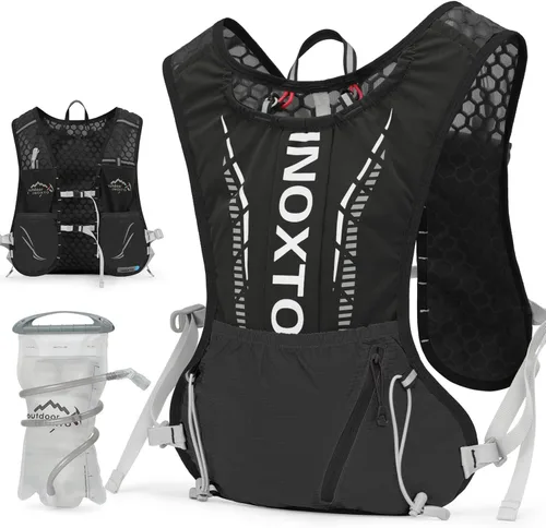 Vista 10 de INOXTO - Mochila de hidratación para correr, ligera, aislada, con bolsa de agua de 1.5 L, mochila para senderismo, correr, ciclismo, carrera