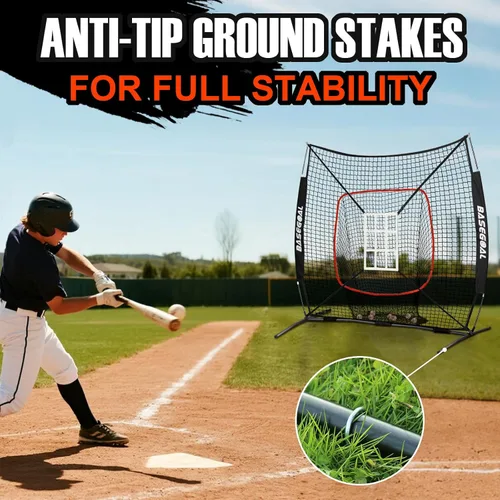 Vista 8 de BaseGoal 6'×6' Baseball Softball Practice Net,Baseball Backstop,with Batting Tee,Ball Caddy,for Hitting Pitching Batting Catching with Bow