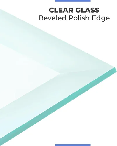 Vista 5 de Tablero de vidrio templado transparente de 10 pulgadas cuadradas con borde biselado de 1/2 pulgada de espesor para mesas de comedor, de café