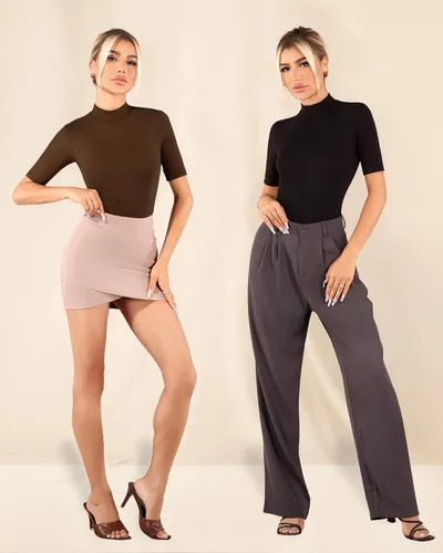 Vista 5 de MANGOPOP Body de manga larga con cuello alto falso para mujer para salir
