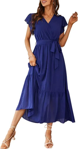 Vista 46 de PRETTYGARDEN Vestido largo bohemio floral de verano para mujer Melocotón Floral