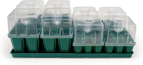 Vista 9 de Vego garden Seedling Suite Products, paquete de 8 bandejas de plántulas jumbo con tapas de bandeja de plántulas y bandejas de riego inferiores de 10