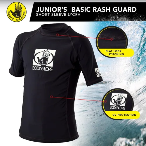 Vista 3 de Body Glove Traje de neopreno Co Junior Basic Ajustado Corto Brazo Rash Guard Negro