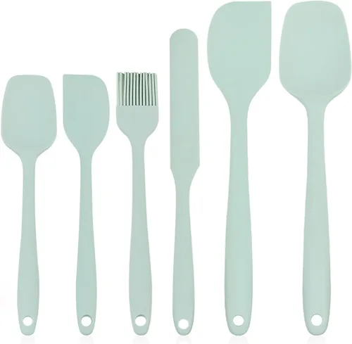 Vista 14 de Juego de espátulas de silicona resistente al calor, espátula de goma de grado alimenticio, 6 piezas, color negro Negro (balck)