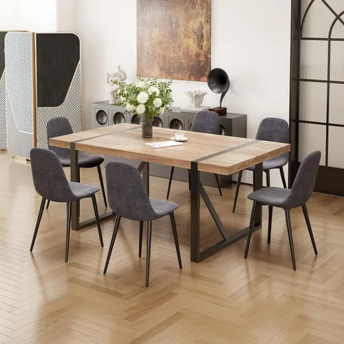 Vista 32 de Mesa de Comedor para 4-6, Mesa de Cocina de 55'', Mesas de Cocina y Comedor, Mesa de Comedor de Madera MDF con Patas de Metal para Sala de Estar