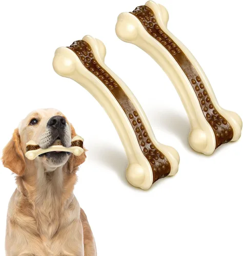 Vista 13 de Sosation Juguetes para perros en forma de huesos para masticadores agresivos, paquete de 2 juguetes navideños para masticar perros, dentición