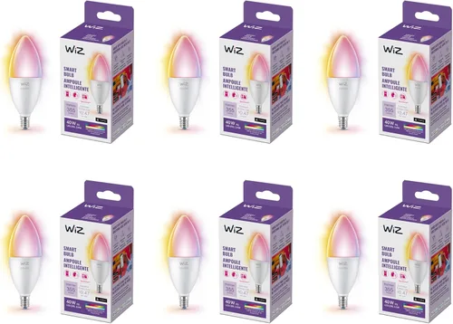 Vista 9 de WiZ Connected 40W B12 Smart Candle-shape - Base E12, a todo color, regulable, paquete de 1, para interiores, se conecta a Wi-Fi, controla la voz