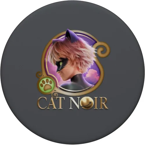 Vista 3 de Miraculous Ladybug The Movie Cat Noir Badge Gold PopSockets intercambiables PopGrip