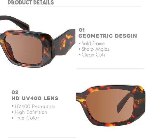 Vista 4 de mosanana Gafas de sol rectangulares de moda para mujeres y hombres-Goulding