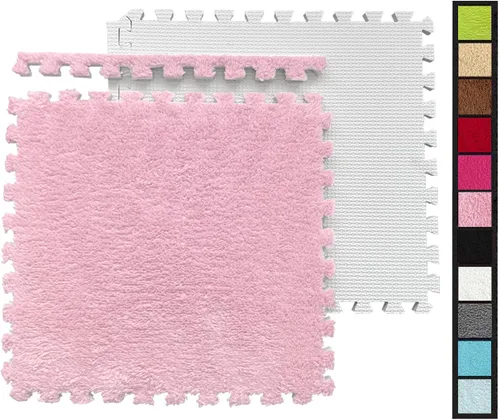 Vista 15 de 12 piezas de baldosas de alfombra de espuma entrelazadas para niños con borde, cuadrados gruesos de alfombra de felpa, tapetes de juego para el Negro