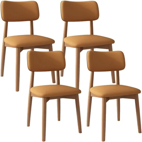 Vista 13 de YVYKFZD Solid Wood Dining Chairs, Kitchen Chairs Set with Curved Backrest, Leather Upholstered Dining Room Chair, Armless Living Room Chair, for