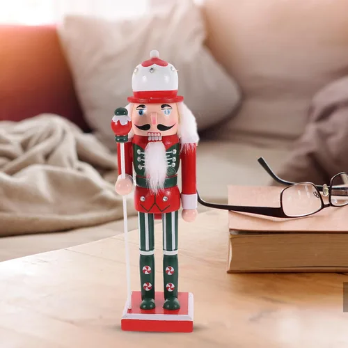 Vista 6 de PRETYZOOM Cascanueces de Navidad de madera, marioneta de cascanueces de Navidad, decoración de cascanueces de madera, figura de cascanueces