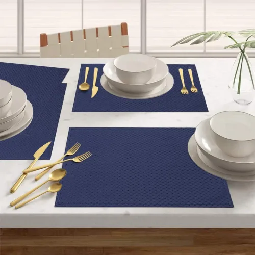 Vista 7 de ColorBird Juego de 4 manteles individuales de jacquard con gofre, lavables, resistentes al calor, para cocina, comedor, tela de microfibra