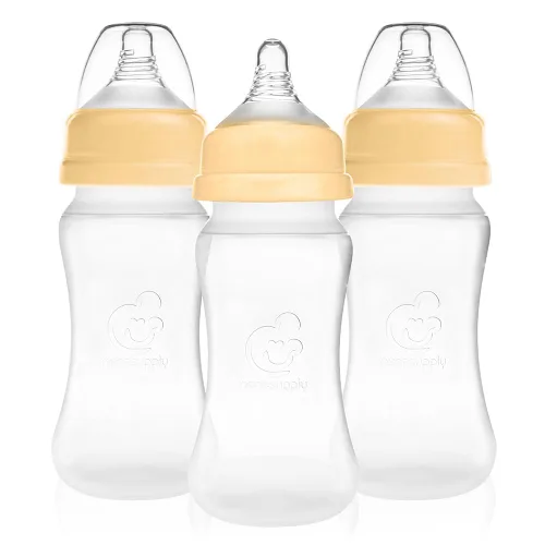 Vista 9 de Nenesupply Biberones de silicona para recién nacidos, biberones de alimentación de flujo lento para bebés amamantados, cuello ancho, 8 onzas